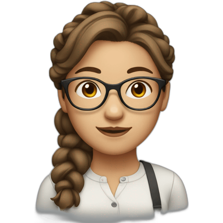 Girl with brown hair wearing glasses with her hair in a bun hairstyle emoji