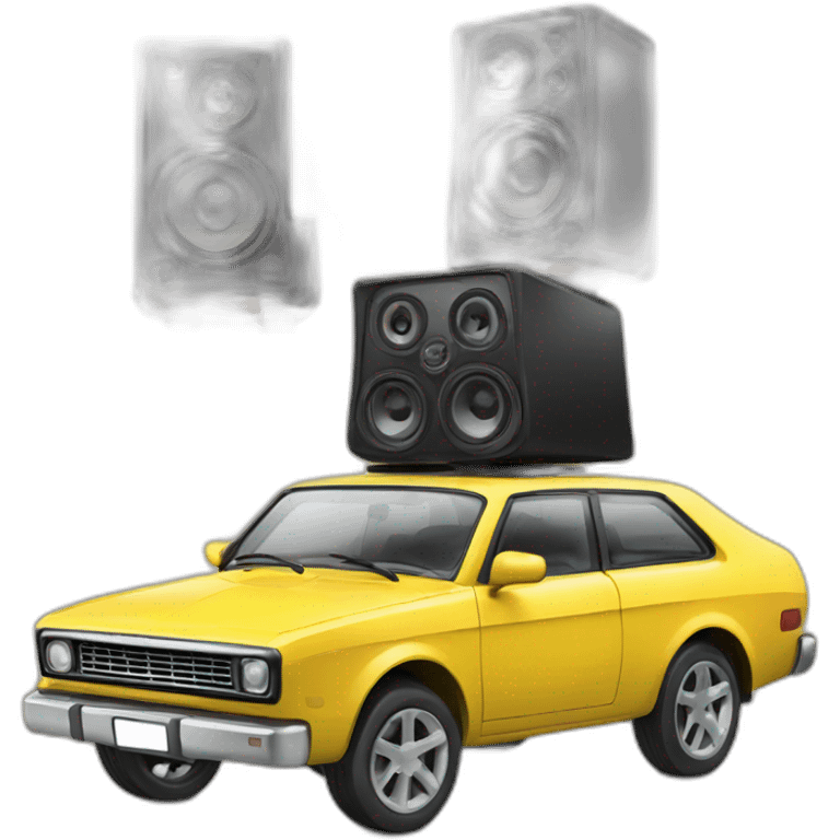 Speakers and a car is dancing on top  emoji