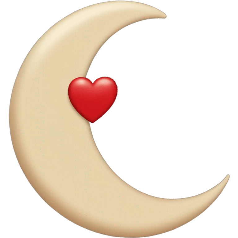 crescent beige moon with red heart emoji