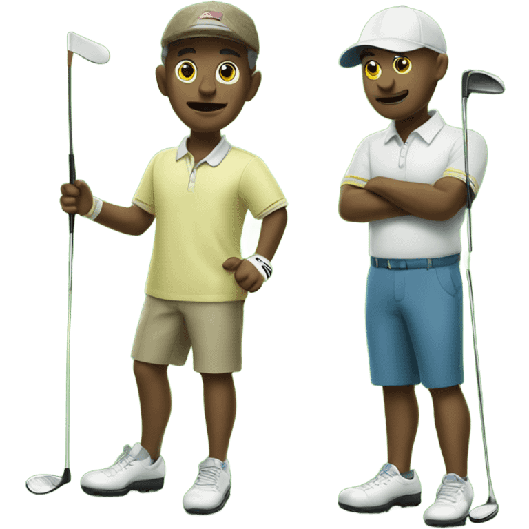 Two samauri playing golf emoji