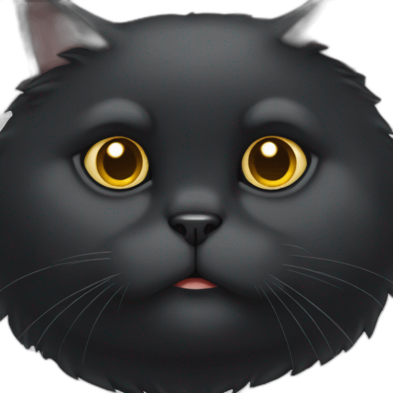 Black extremely fat cat surprised face  emoji