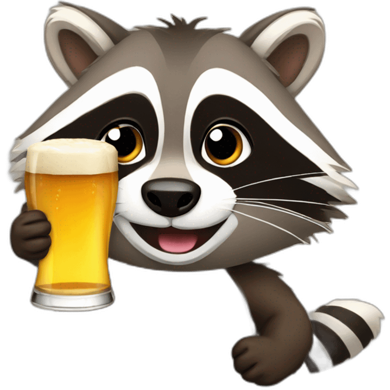 Racoon with beer emoji