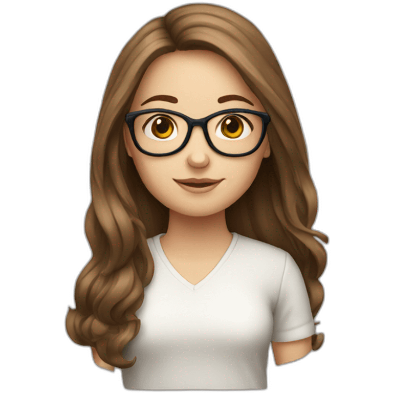 long brown haired white girl with glasses emoji