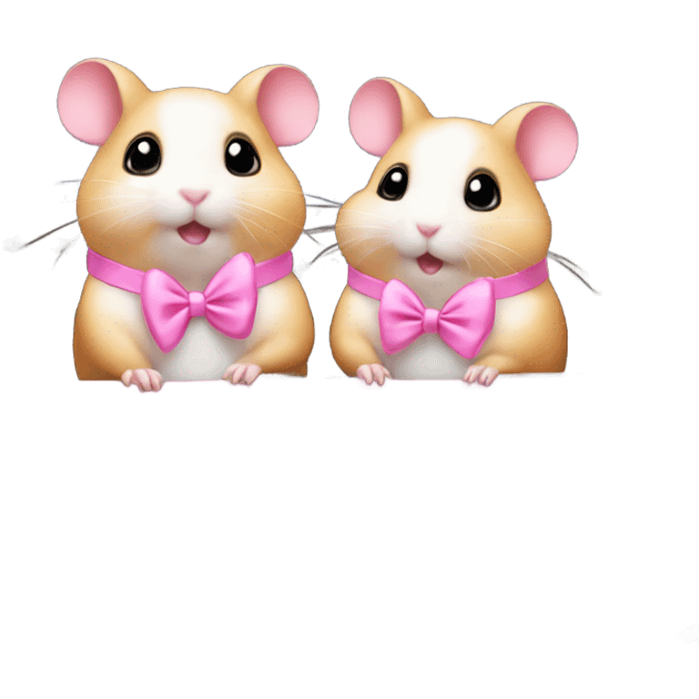 Pink hamsters with bows driving car emoji