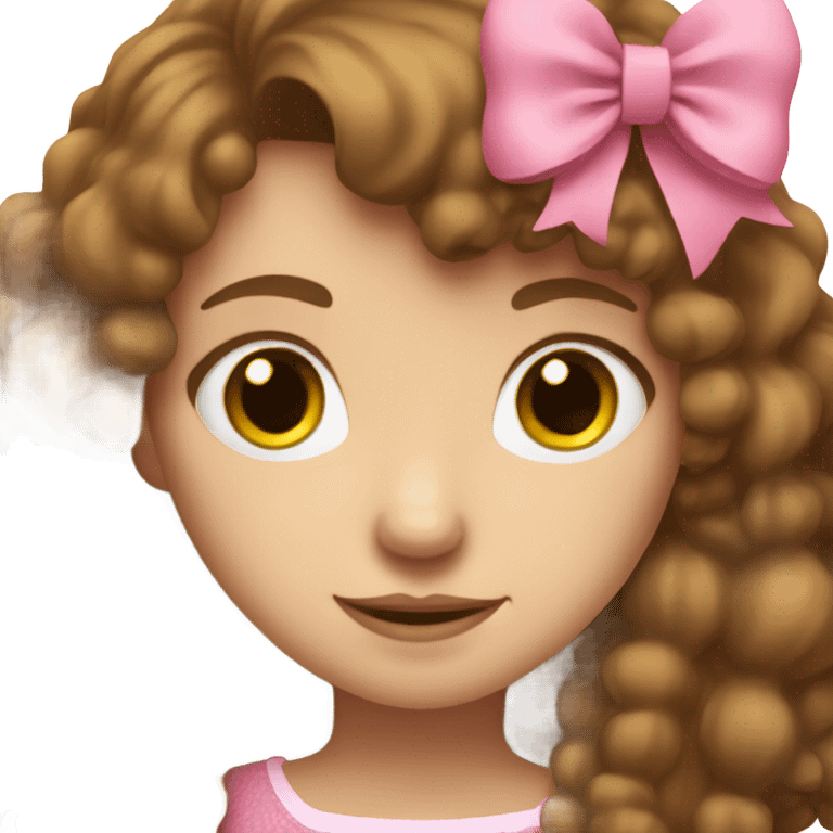 Girl with brown hair, big nose and pink bow  emoji