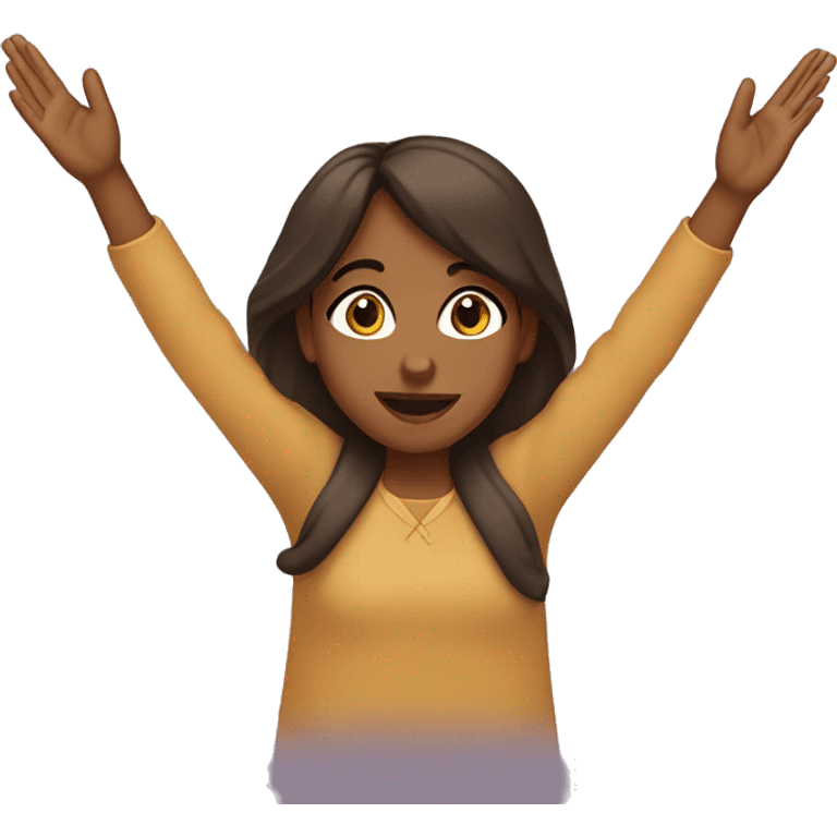 Brown girl raising her hands like she doesn’t care emoji