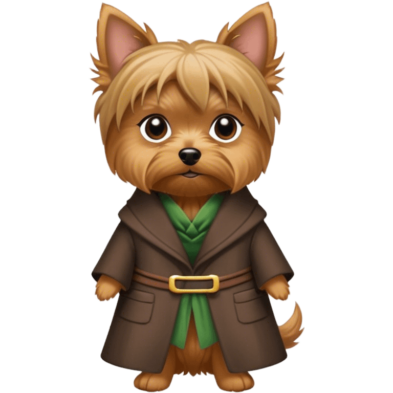 Yorkshire terrier with Minerva McGonagall's clothes emoji