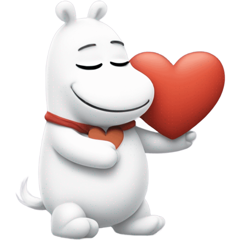 Moomin hugging a heart emoji