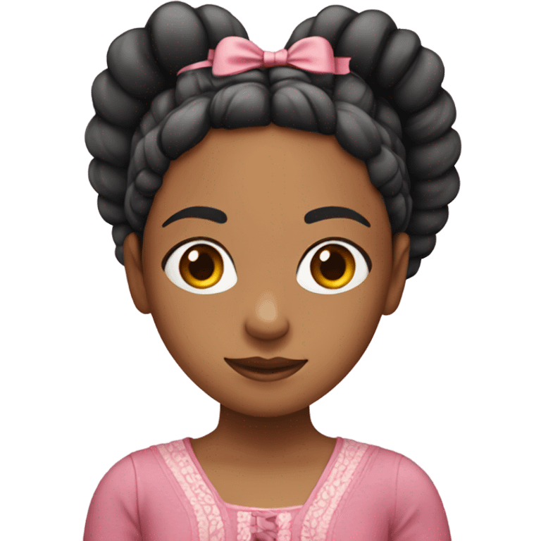 Girl with bohemian braids with a pink top and a bow emoji