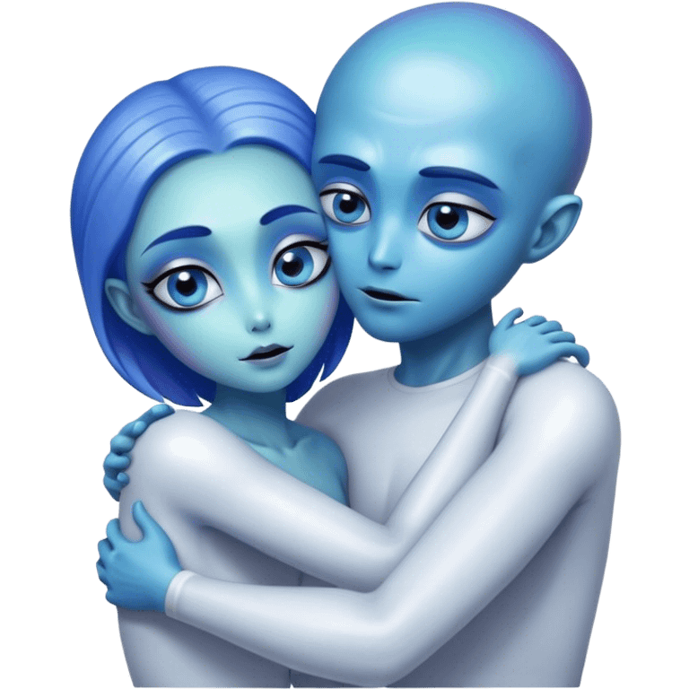 alien woman hugs white man emoji