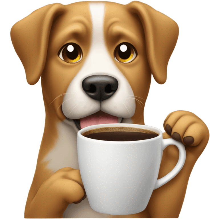 Dog with a coffe emoji