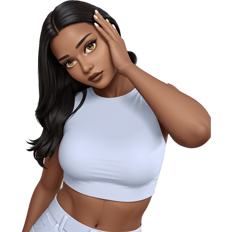 dark-skinned beauty in white outfit emoji