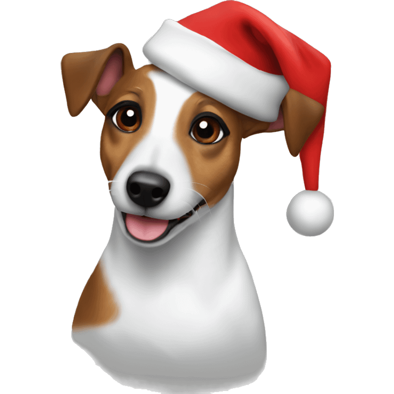 jack russell in a christmas hat emoji