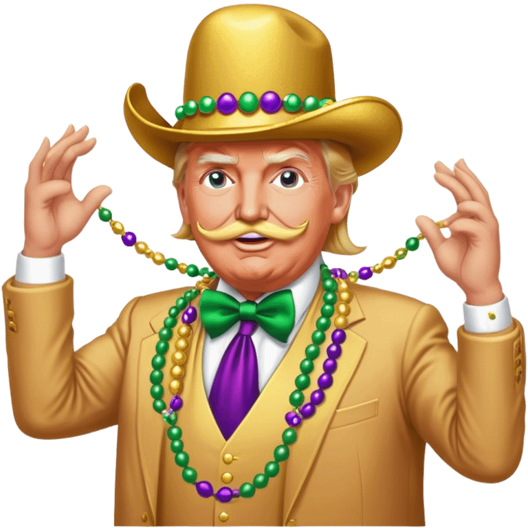 Gay Donald trump dancing at Mardi Gras with a large moustache  emoji