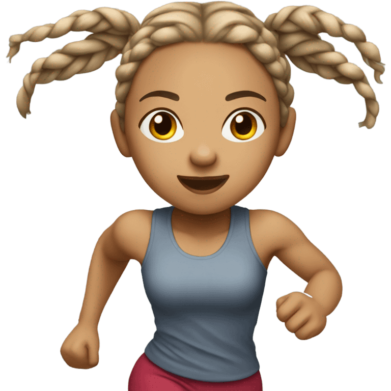 Light skin girl with long braids running  emoji