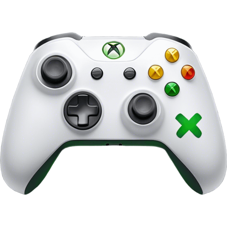 Clash of Clans aesthetic: Cinematic Playful Xbox Controller (Original Duke) Portrait Emoji, rendered in a 3D vector-style similar to standard emojis with minimal shading and bold, simplified shapes. A compact, distinct form with signature details, softly glowing with a modern gaming energy charm. Simplified yet unmistakably iconic, highly detailed and consistent, glowing with a soft radiance and high shine. Stylized with a touch of next-gen innovation and a soft glowing outline, capturing the essence of a beloved gaming relic with a friendly, playful manner! emoji