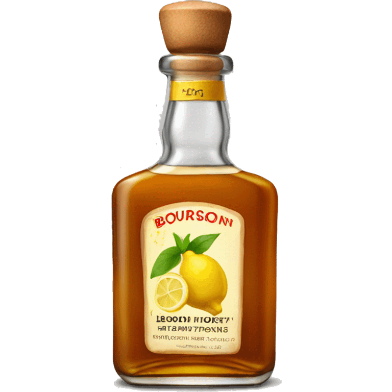 Bourbon bottle with ginger, Lemon and Honey emoji