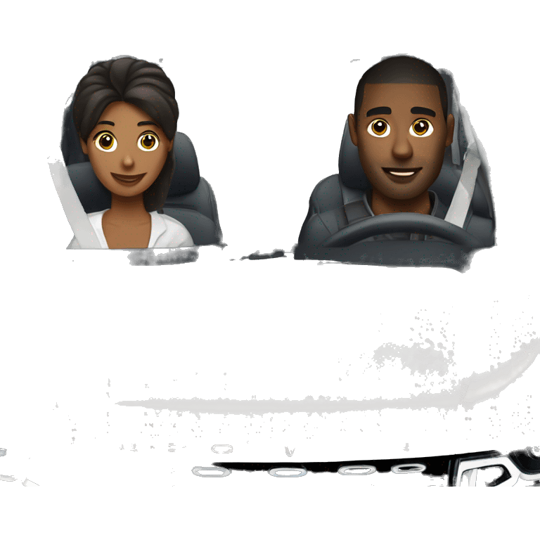 A couple in relationship into white Range Rover  emoji