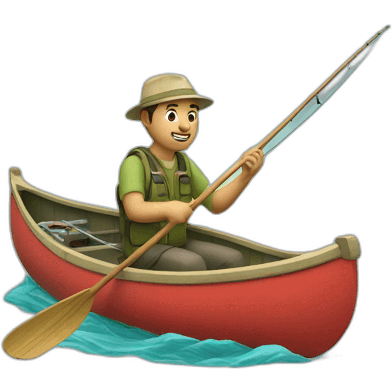 man fishing in a canoe emoji