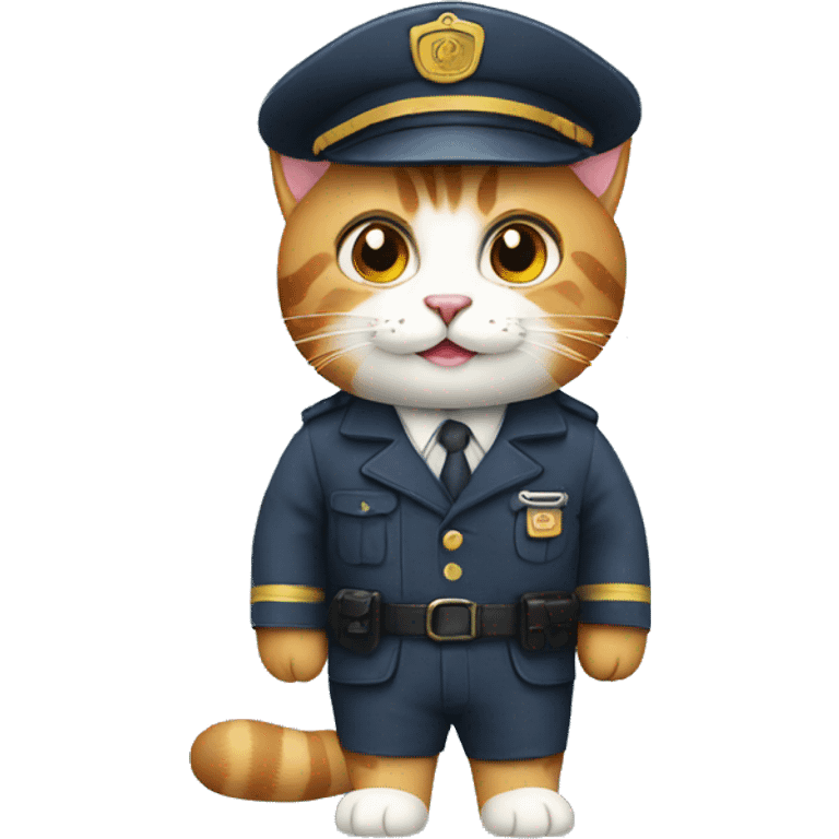 Cat in train driver costum  emoji