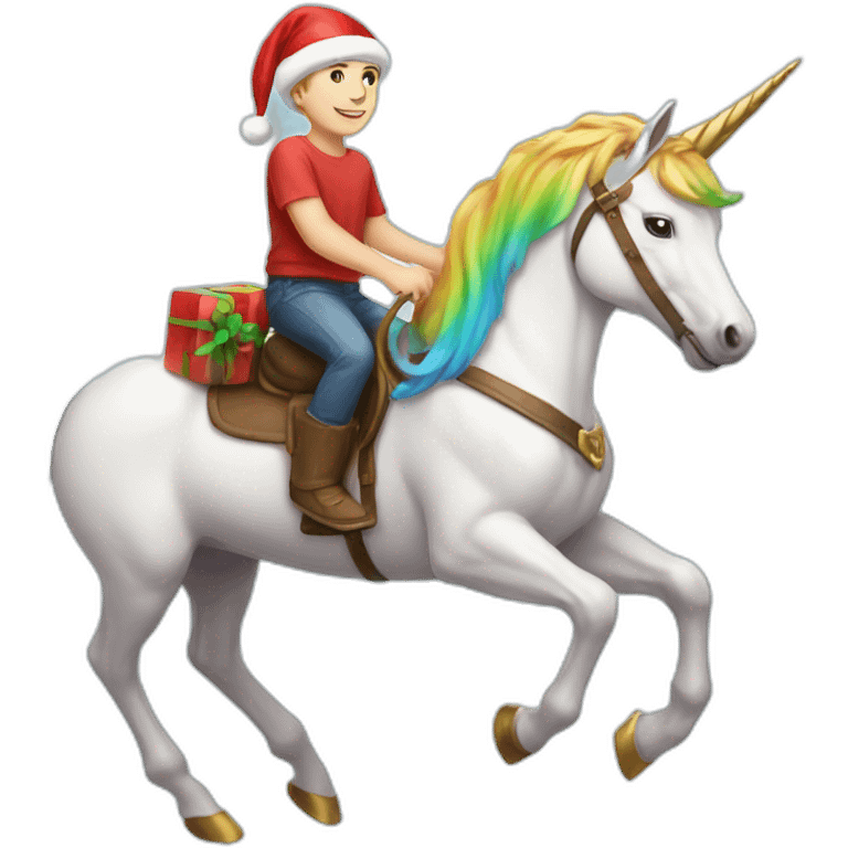 white-boy-with-santa-hat-riding-colorful-unicorn emoji