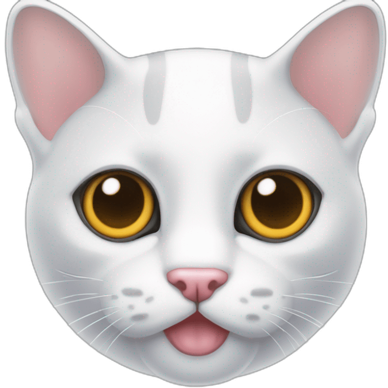 gato blanco con los ojos medio cerrados tomando foto a la cámara emoji