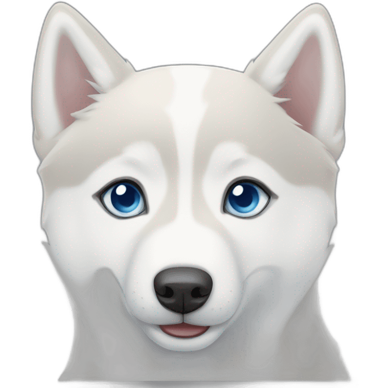 White Siberian husky smile  blue eyes short hair emoji