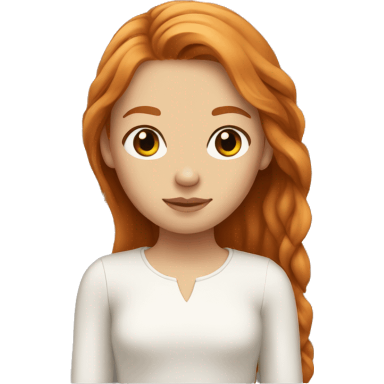 girl with brown eyes and long ginger locks hair emoji