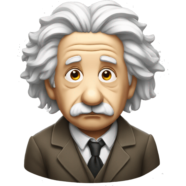 Einstein with sad face emoji