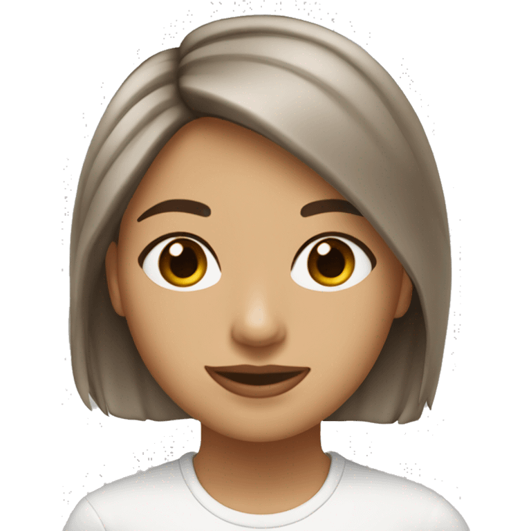 Chica blanca,cabello castaño medio,ojos cafés  emoji