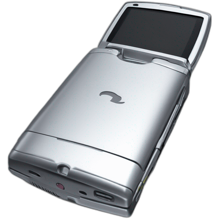 Silver Fold out Motorola Razr V3 mobile device with the iconic clamshell design emoji