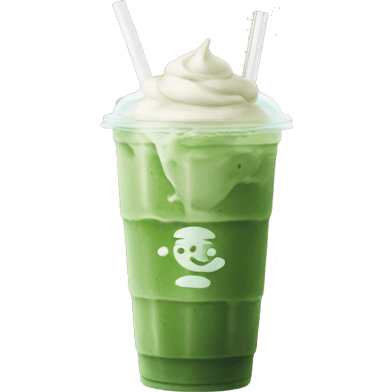 Iced matcha latte. Extra ice. No whipped cream. Lid. Straw. emoji