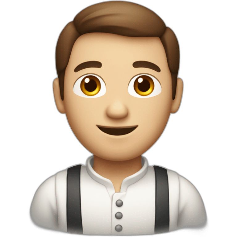 brown hair white skin Waiter with a pot belly serving bottles of beer emoji