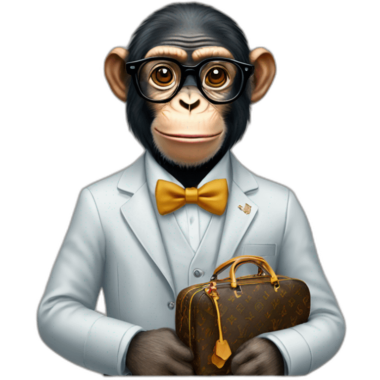 chimp professor with glasses and louis vuitton clothing  emoji