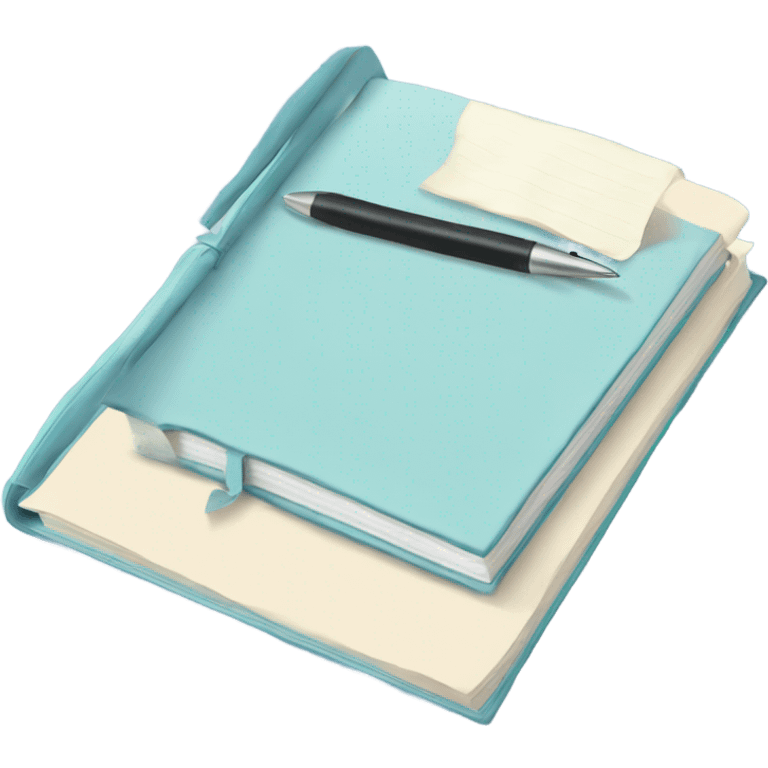 Pastel blue journal with pen emoji