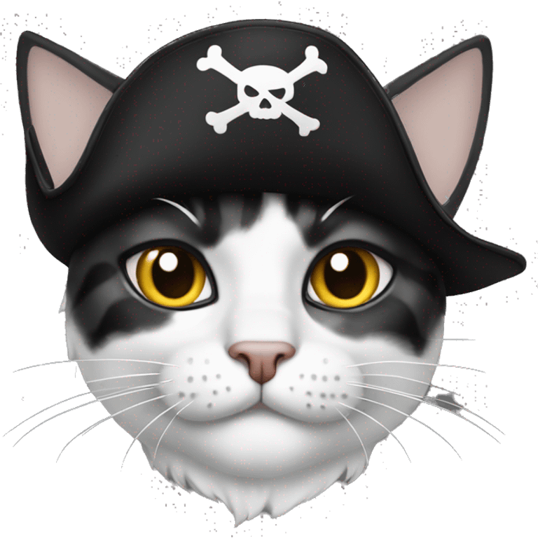 black and white pirate cat emoji