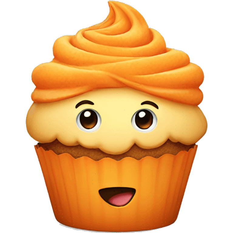 Happy orange cupcake emoji