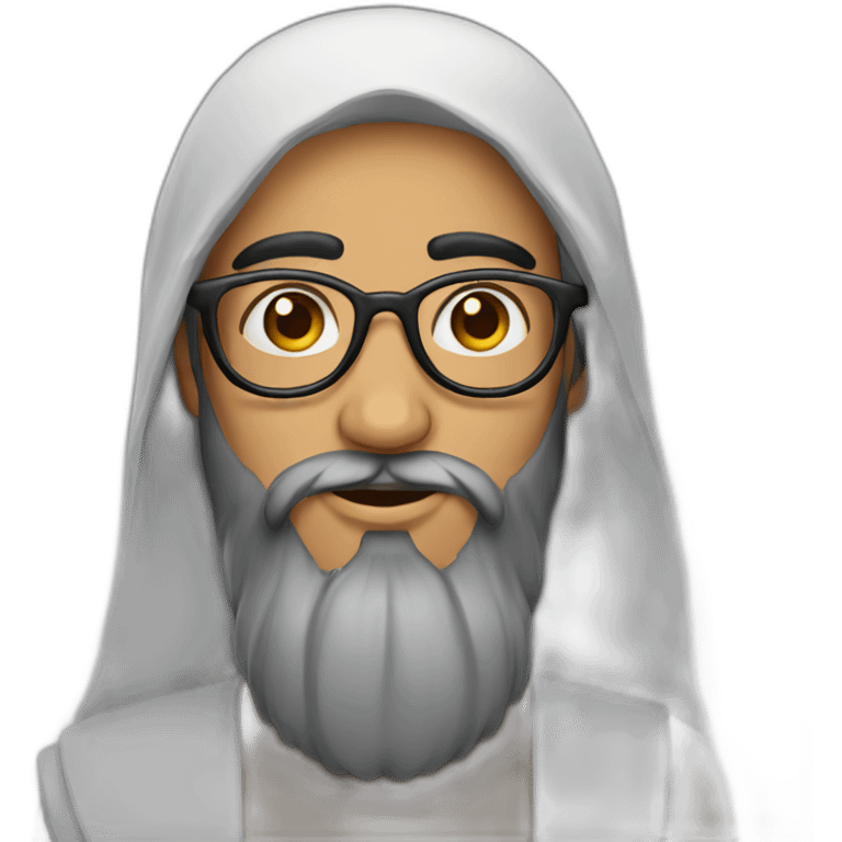 Young Arab man with a long beard and round glasses emoji