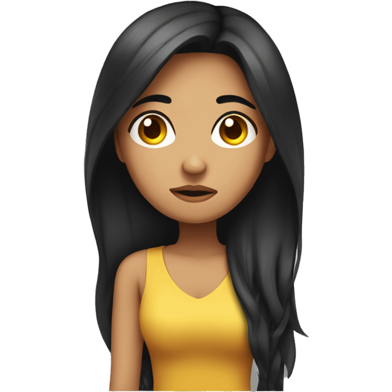 Hispanic female with long black hair exhausted  emoji