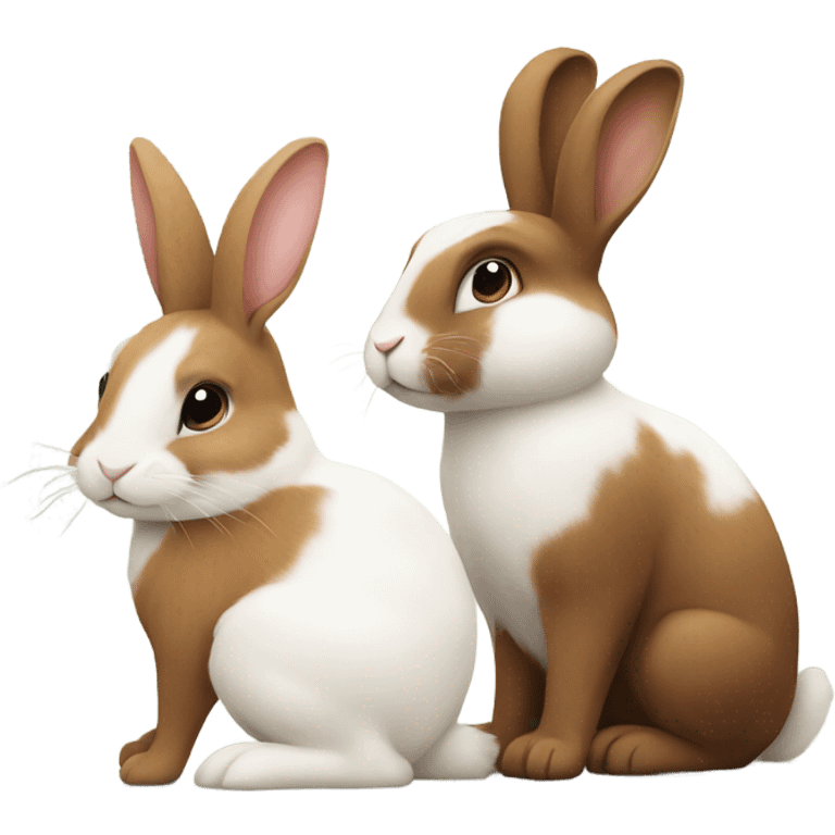 brown bunny next to white bunny emoji