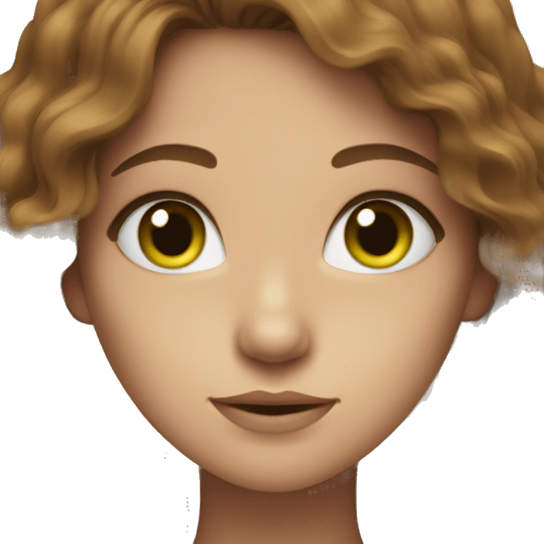 Girl with green eyes and brown wavy hair emoji