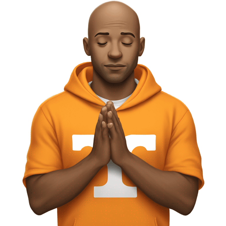 bald guy with Tennessee Volunteers Hoodie praying  emoji