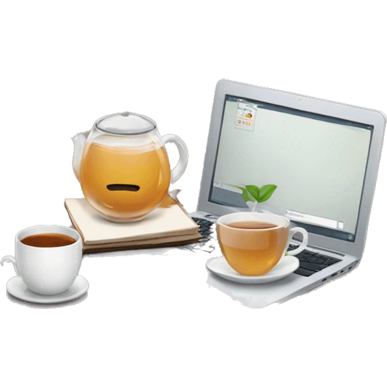 laptop with tea next to it emoji