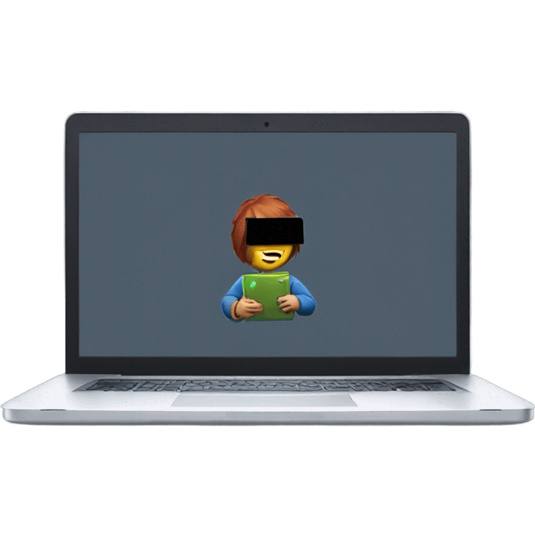 a laptop with a gamer playing roblox on it emoji