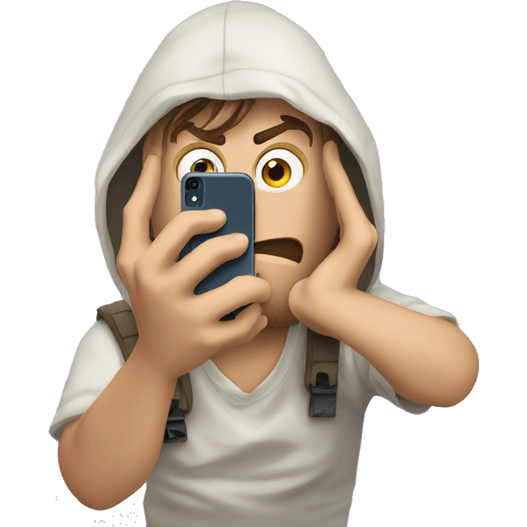 scared leonardo di caprio look at his iphone emoji