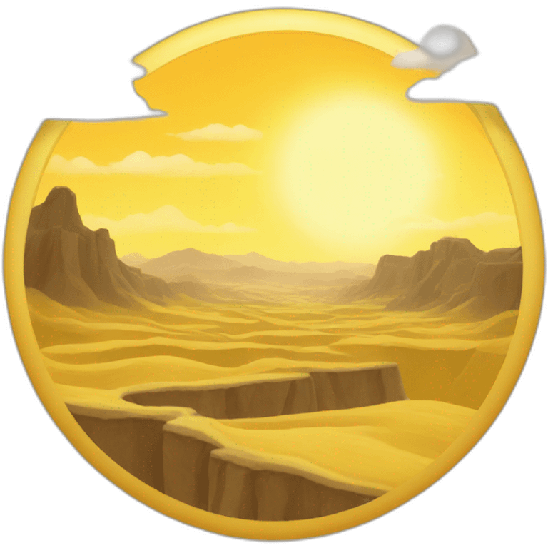 Landscape with high rised sun and yellow lands emoji