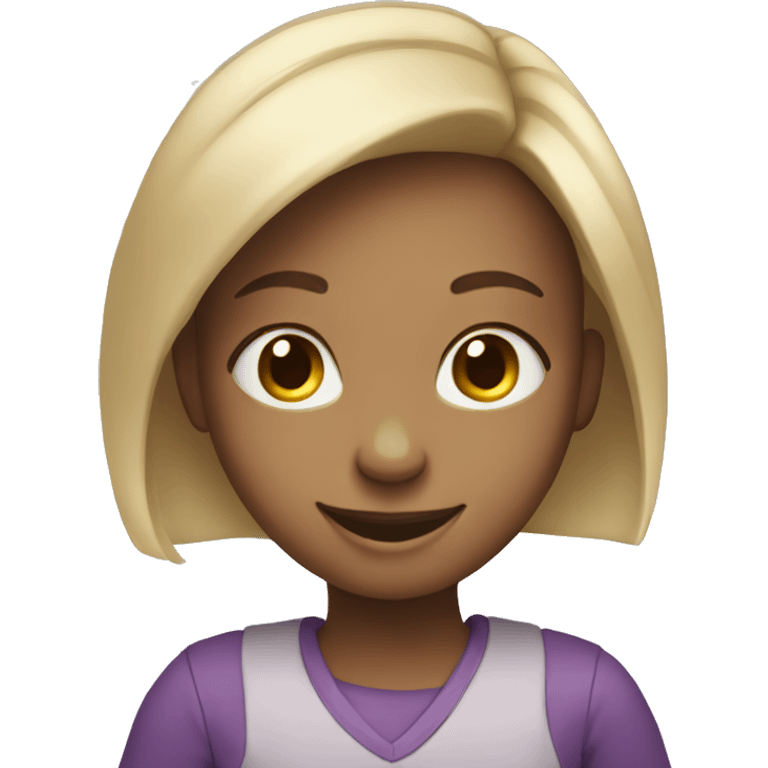 smiling girl with iPad emoji