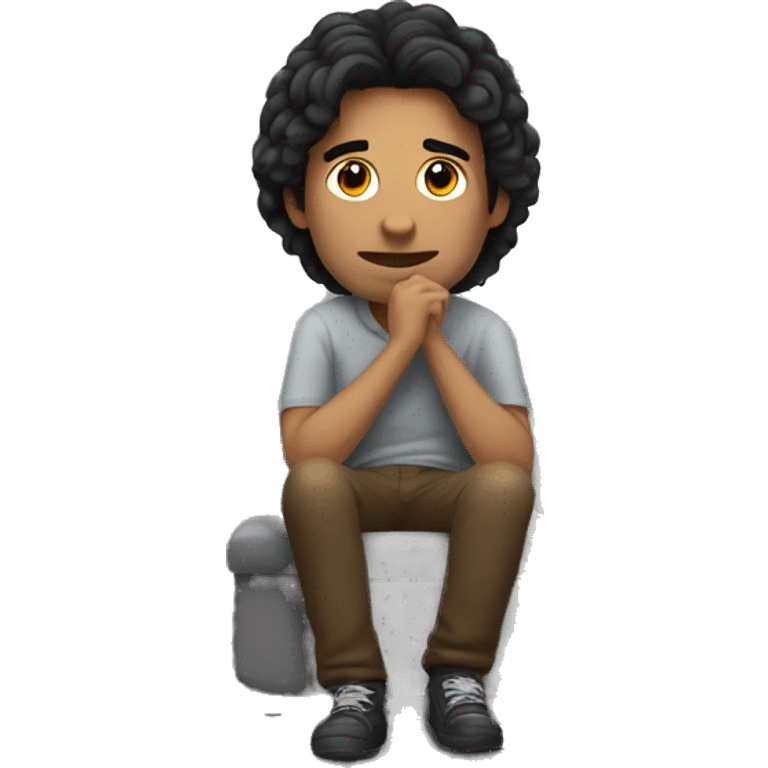 Dark haired MAN sitting in a mobile home emoji