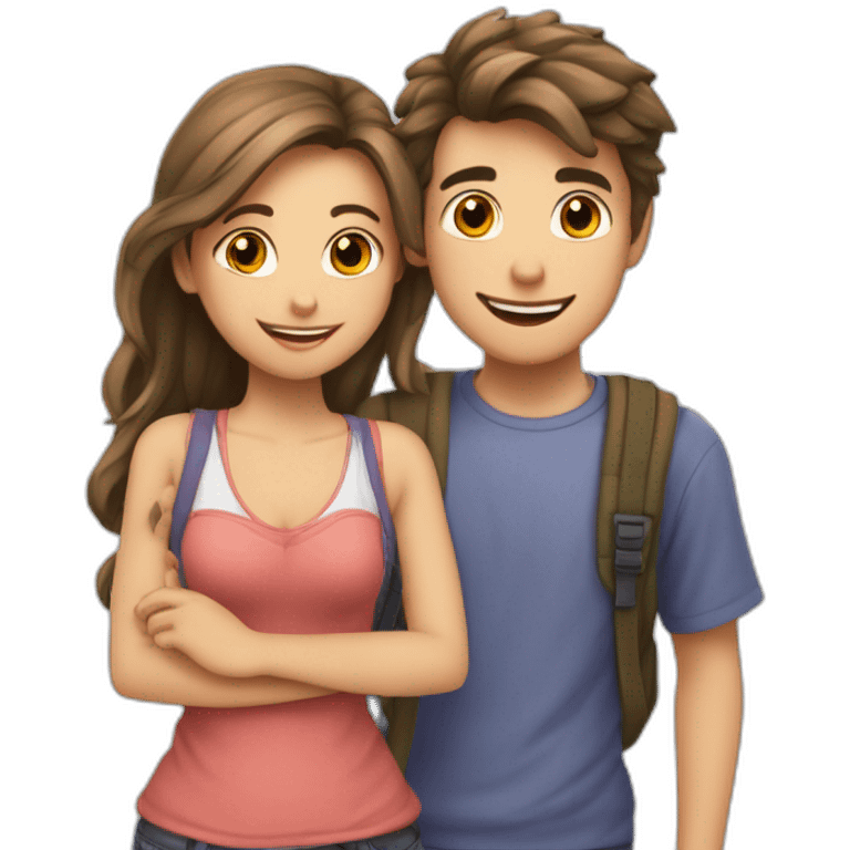 2 amoureux adolescents de la même couleur emoji