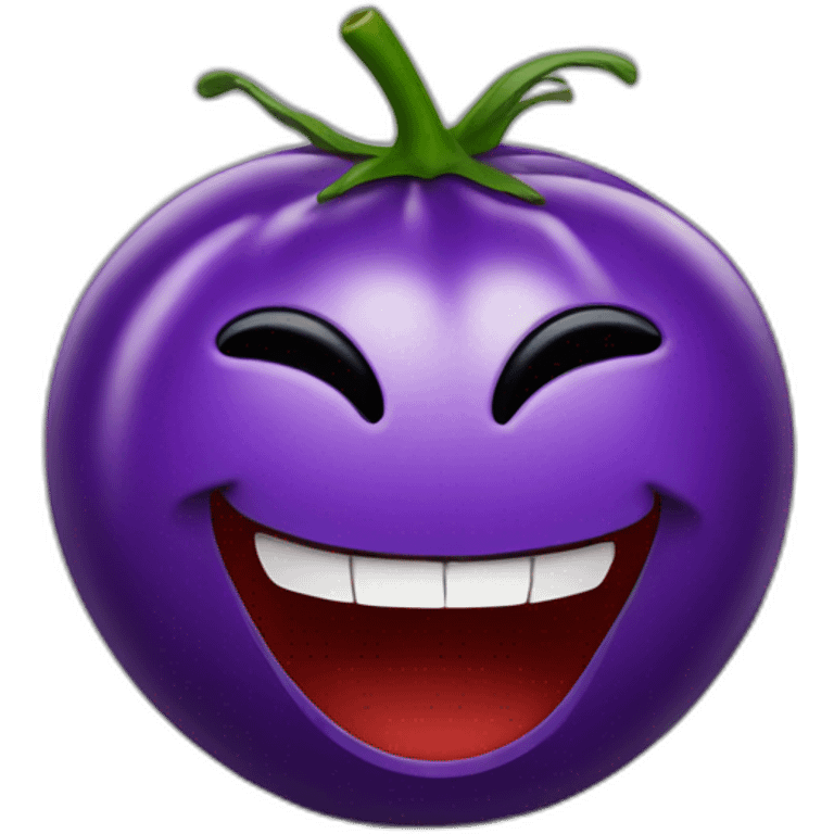 Laughing purple tomato emoji